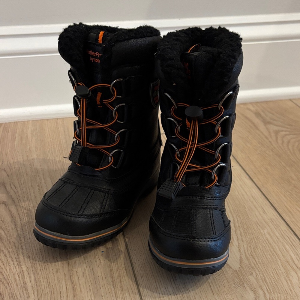 Totes Black and Orange Winter Boots size 11 toddlers
